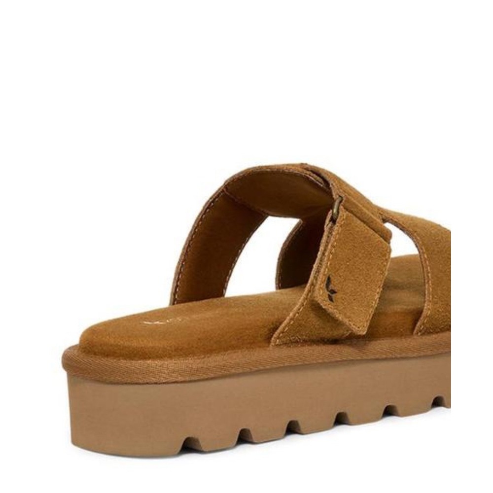 Koolaburra Tan Suede Platform Slide Sandals - Picture 4 of 13